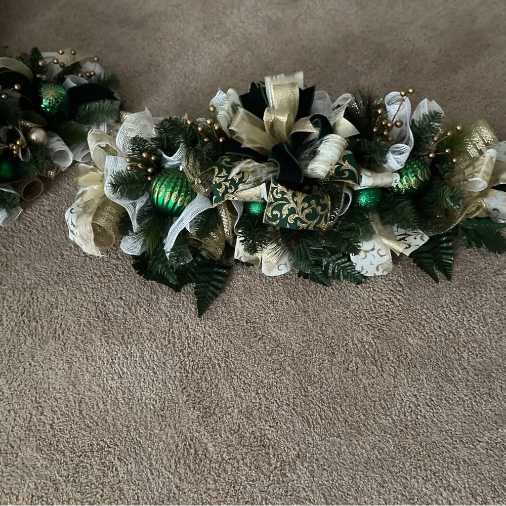 Elegant Three Piece Holiday Garland with Gold and Green Accents